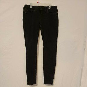 True Religion Black Jeans Gwen Zippered Ankle 29